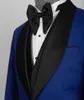 Мужские костюмы королевские брюки Royal Blue Blazer Мужчины подходят к черному атласному воротнику