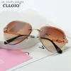 CLLOIO lunettes de soleil sans monture femmes marque de luxe concepteur lunettes de soleil dégradé nuances coupe lentille dames sans cadre métal lunettes L230523