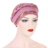 2023 New Women's Hair Care Islamic Jersey Head Scarf Muslim Hijab paljetter Braid Wrap Stretb Turban Hat Chemo Cap Head Wrap Caps