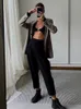 Kadın Tulumları Tulumcular Sergileri Bodysuit Lingerie Seksi Vücut Feminino Uzun Kollu Korse Üst Siyah Tek Yüzeyler Moda Trendleri Kadın Giyim T230531