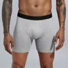 Caleçon 4 pièces/lot hommes longs boxeurs Shorts sous-vêtements coton homme Boxershorts respirant solide Gay sous-vêtements Cueca Boxer