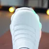 Tênis crianças crianças meninas meninos letra led luminous meias esportes sapatos de corrida sapato infantil iluminar 230530