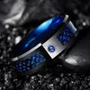 Band Rings Fashion Men's 8mm Black Tungsten Wedding Celtic Dragon Rings Inlaid Blue Zircon rostfritt stål Röd kolfiberring för män J230531