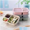 Lunch Boxes Bags 3 Grid Wheat St Box Microwave Bento Food Grade Health Student Portable Fruit Storage Container Dbc Vt0629 Drop Deli Dhfqp