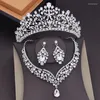 Brincos de colar Definição de água de água de cristal de água de luxo Tiaras Crown Crown Dubai Jóias Acessórias de jóias