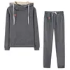 Tracksuits 2021 Kış Kadın Track Sıcak Uzun Kollu Drstring Hoodie Sıradan Sweatshirt Üst Pantolon Jogging Seti #W P230531