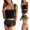 Women's Sleepwear Women Strap Satin Trim Sets Nightwear Pajama Lace Pin Up Lingerie Padded Print Sleeve