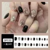 Kunstnagels 24 Stks/doos Black Star Diamond Korte Afneembare Afgewerkte Vingernagels Ballet Wearable Nep Druk Op Vierkante Kop Volledige Cove