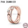 Anneaux De Bande Nouveau 925 Pur Argent Peach Coeur Disque Entrelacé Double Face Trois Anneau Bague De Mariage De Haute Qualité DIY Charme Bijoux J230531