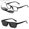 Eyeglasses with Magnetic Clip on Sunglasses Optical Lenses for Men Non-Prescription Sun Glasses 5 in 1 Women Driving Classic L230523