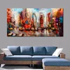 Canvas Art City View New York Elegante handgemaakte Willem Haenraets schilderij impressionistisch landschapskunstwerk voor thuismuur