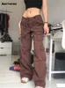 Vintage Cargo Pants for Women 2023 New High Waisted Fashion Pockets Wide Leg Pants Streetwear Casual Full Length Pants