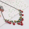 Necklace Earrings Set Women's Red Cherry Necklaces And Lovely Fashion Jewelry Accessories All-match Stylish Modern Pendants