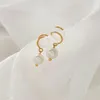 Hoop Earrings Small Disc For Women Minimalist Screw Rhinestone Imitation Pearl Ear Stud Buckle Jewelry Accessories