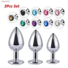 Взрослые игрушки 3PCS/SET METAL ANALEBLECLENGULER CRISTAL BUT -Стимулятор Anal Sex Toys Anus Dilator Game Game Masturbator для женщин/мужчин/пар L230518