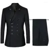 Herrdräkter Fashion Custom Made Double Breasted Men Suit 2023 Black Formal Business Wedding Tuxedos (Jacket Pants)