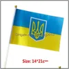 Banner Flags 20X28Cm Ukraine Flag With White Pole Handhold Mini Ukrainian Drop Delivery Home Garden Festive Party Supplies Dhwe6
