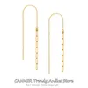 Hoop Earrings CANNER 925 Sterling Silver Paper Clip Dangle For Women Simple Piercing Tassel Chain Stud Aretes Fine Jewelry