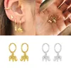 CRMYA Silver Gold Filled Drop Earrings for Women Metal Circle Elephant Pendant Hoop Earings Ear Rings Girls Jewelry Wholesale