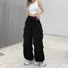 Spodnie damskie capris y2k kobiety streetwear cargo koreańskie harajuku swobodne solidne workowate proste spodnie mody szerokie kieszenie na nogi joggery 230530