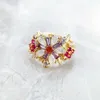 Bandringe Bunte Blumen Ring 2023 brandneue feine Jewerly Böhmen 925 Sterling Silber Geschenk für Frauen J230531