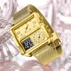 Relógios de pulso Lige 2023 Gold Welp Women Top Creative Square Watches Ladies Moda Display Display Relogio Feminino Box
