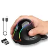 Souris SeenDa USB verticale sans fil souris rechargeable main droite ergonomie souris de jeu pour Gamer ordinateur portable RGB rétro-éclairé souris