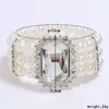 Bangle Luxury Rhinestone Sapphire Pearl Elastic Bracelet For Women Jewelry Gifts Mother Berg Crystal Wholesale