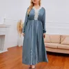 Vestidos casuais primavera outono feminino vestido longo de retalhos de retalhos de renda da senhora de aniversário azul para