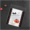 Gift Wrap 100Pcs/Lot Halloween Candy Plastic Bag Self Adhesive Cookie Bake Biscuit Pumpkin Print Food Package Bags Vt0569 Drop Deliv Dhk6J