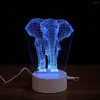 Lampes de table LED Night Light Bulbs Lampe de chevet Acrylique Elephant Style Lighting