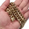 12mm mäns miami kubansk länkkedja 14k guldpläterad rostfritt stål halsband