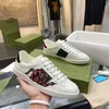 Classique Designer Chaussures Femmes Dessin Animé Casual Chaussures Abeille Ace En Cuir Véritable Toile Broderie Imprimer Rayures Classique Hommes Blanc Vert Rayures Jogging Chaussure Taille 35-45