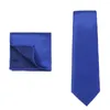 Bow Ties Classic Men Business Tie och Pocket Square Svart Dark Blue Solid Color Neckie handduk Set Suit Wedding Dress Tie-in Gravat