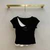 T-shirt femme boutique de créateurs vêtements pour femmes design de niche irrégulier faux deux pièces coupe ajustée T-shirt à manches courtes haut été 7OJ9