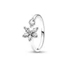 Clusterringen 2023 Nieuwste 925 Sterling Silver Snowflake Gold Drupplet Ring voor damesmode Hoogwaardige DIY -sieraden