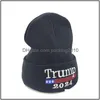 Party Hats 2024 Donald Trump Sticked Hat Woolen Caps Håll Amerika stora broderade mössa mössa uni varm vinter beanie droppleverans dhpce