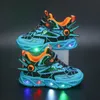 Sneakers Buty sportowe z światłami dla dzieci swobodne buty retro migające buty chodzące dla dzieci chłopcy butę maluchowe buty dzieciowe 230530cj