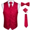 Vests Fashion Silk Suit Vest Formal Dress Vest Fitness Sleeveless Jacket Wedding Waistcoat Bow Tie Necktie Pocket Square Set DiBanGu