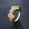 Cluster Rings Female T-Square High-End Round Personality Ring 3A Zircon Fashion Gold-Plated High-Quality Work Party Gift Accessories