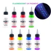 Bläck 15 ml/flaska professionell fluorescens tatuering bläck lila ljus mikropigmentering pigment uv bläck tatuering pigment för kroppsmålning