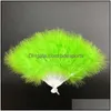 Party Decoration 10 Colors Folding Feather Fan Hand Held Vintage Chinese Style Dance Craft Downy Feathers Foldable Dancing D Dhc8D