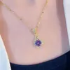 18. K gul lila kristall droppe hänge halsband kvinnors nya stil berlock hänge födelsedagspresent