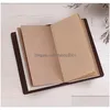 Notepads Solid Color Leather Notebook Handmade Vintage Diary Journal Books Retro Travel Notepad Sketchbook Office School Supplies Gi Dhmkr