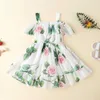 Robes de fille Enfants Filles Princesse Robes d'été Hors épaule Imprimé floral Vêtements Volants Hors épaules Sans manches Sling Robes AA230531