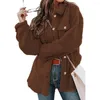 Women's Jackets Retro Jacket Lapel Long Sleeve Flap Pockets Single Breasted Plush Surface Shirt Coat Women Autumn Winter Solid Loose