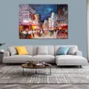 Large Canvas Art Handmade Willem Haenraets Impressionist Oil Painting City Market for Home Wall Decor