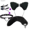 Adult Toys Cute Fox Tail Anal Plug Cat Ears Headbands Set Adult Games Nipple Clip Neck Collar Erotic Cosplay Sex Toys for Women Couple BDSM L230518
