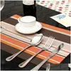 Mats Pads Fashion Stripe Table Mat Square Placemat Nonslip Bowl Insation Heat Pad Antiscalding Cup Holder Kitchen Accessory Tool V Dhysm