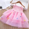 Robes de fille filles colorées boule robe fronde 2023 été nouveaux enfants fantaisie robe de princesse robe en maille douce pour les filles de 5 ans AA230531